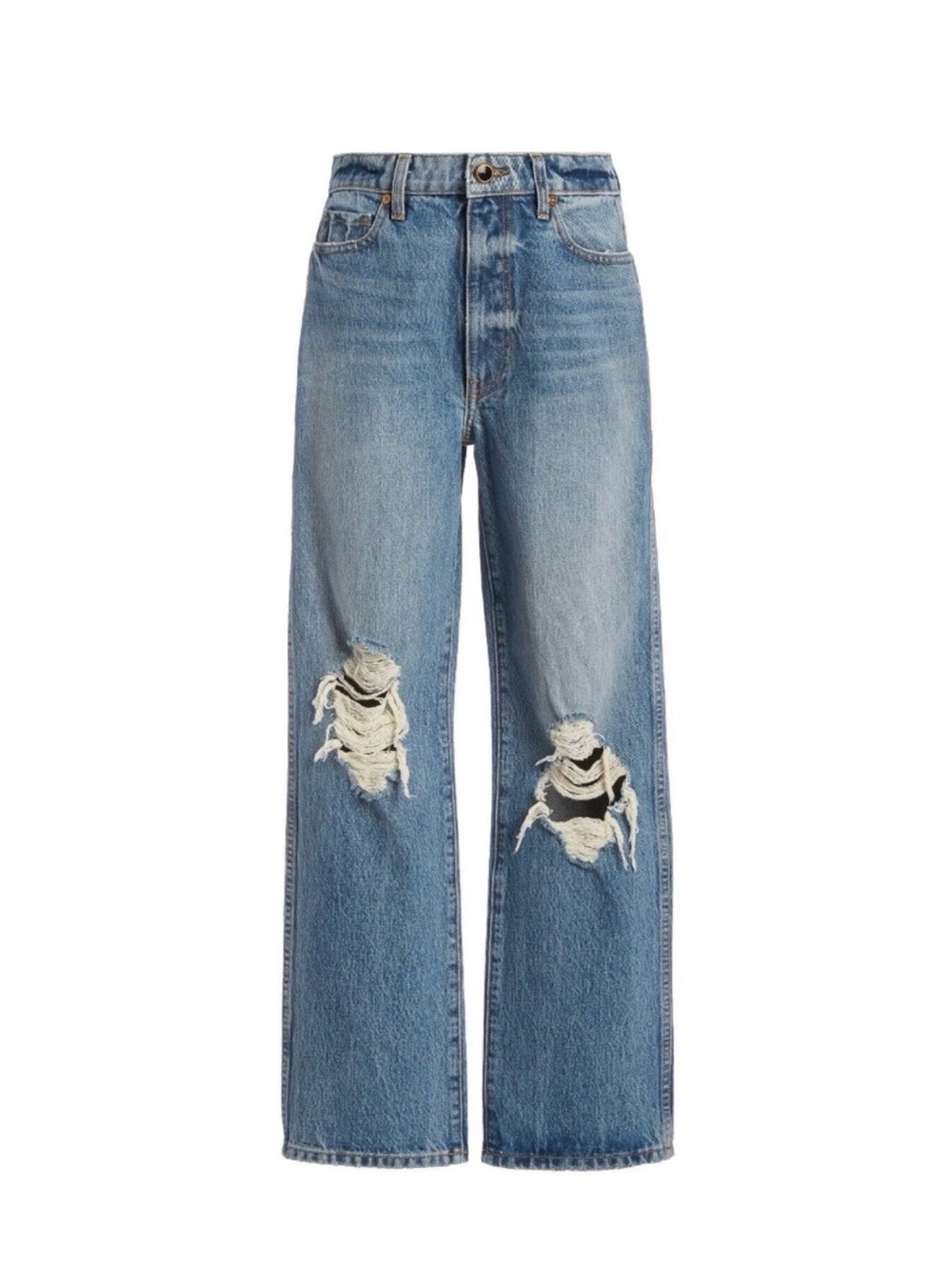 KHAITE Abigail Distressed Straight Leg Jeans
